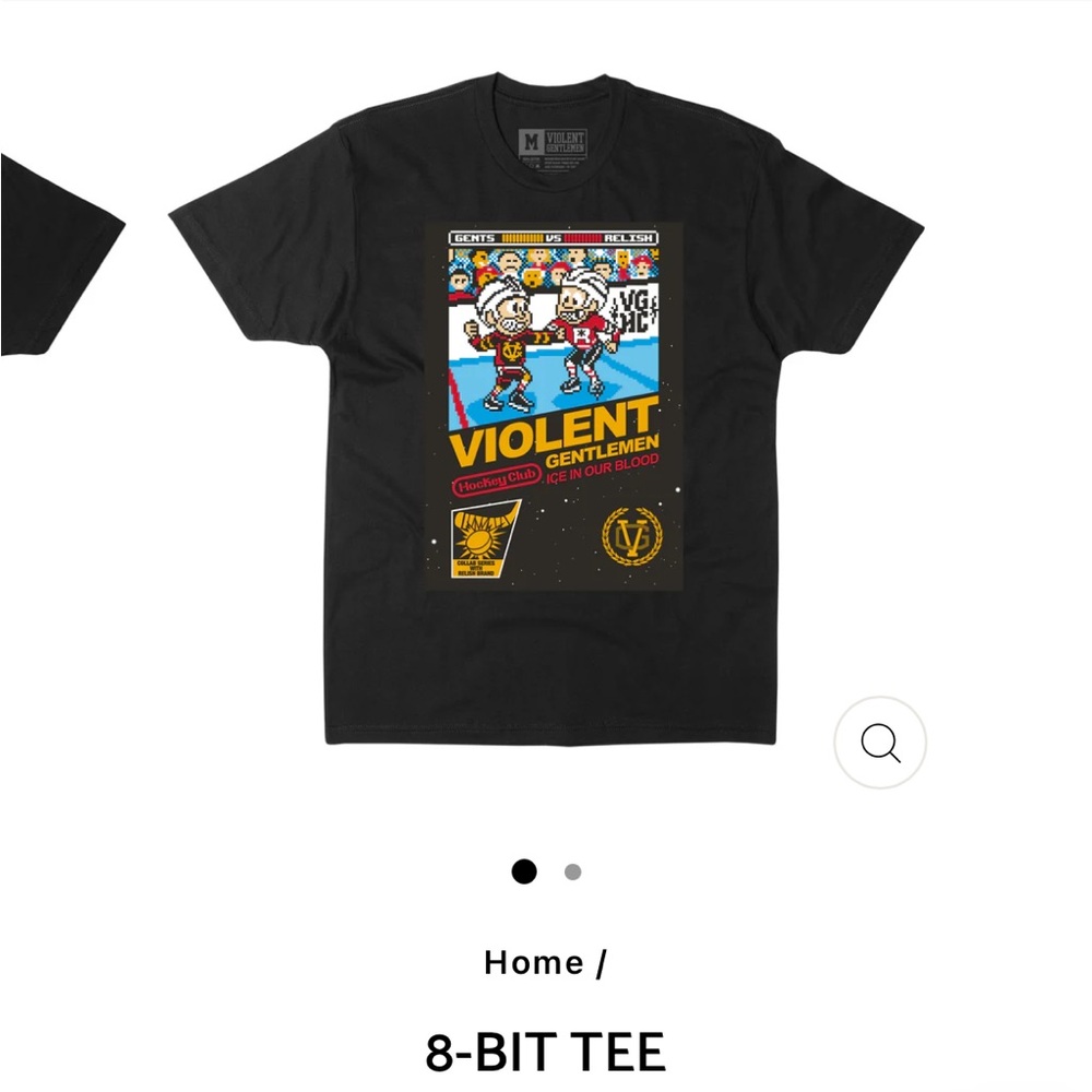 Violent Gentleman X Relish 8-Bit Pixelated Black 100% Cotton Men's T-Shirt M
